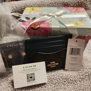 NWT Coach Card Case and Jewelry Set
